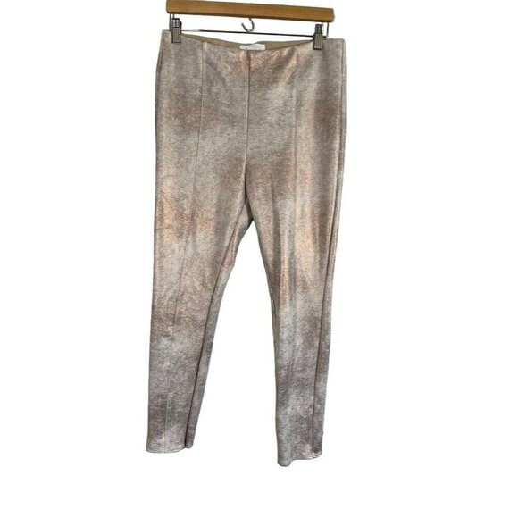 Anthropologie Pant Women 32 Gold Metallic Pull On Ankle Shimmer Boho Festival - Picture 2 of 14